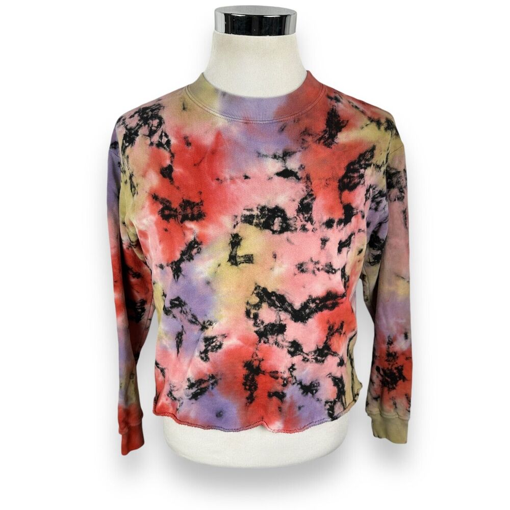 Anthropologie Letluv Zoey Sweatshirt Women’s XS Tie Dye Cropped Long Sleeve Soft